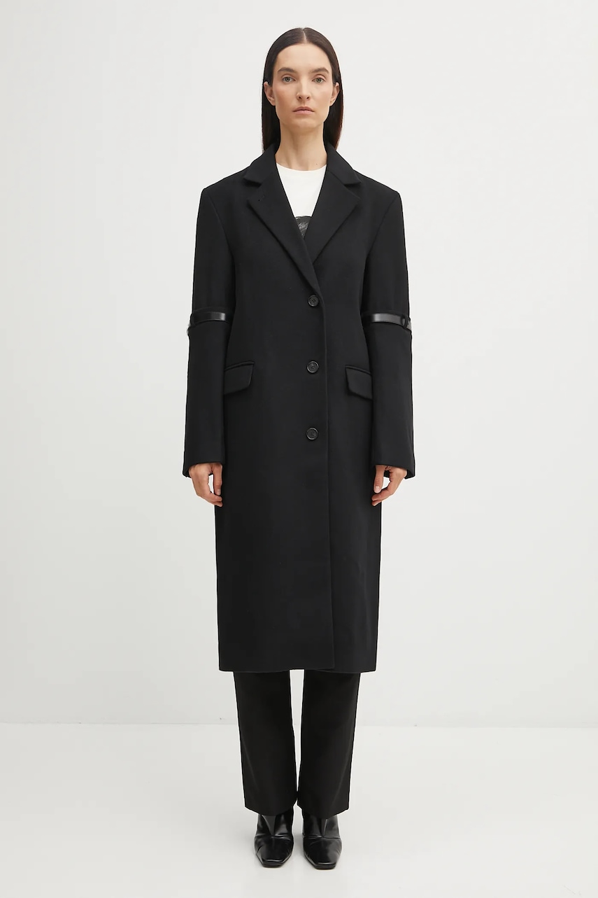 Coperni haină cu lână Logo Belted