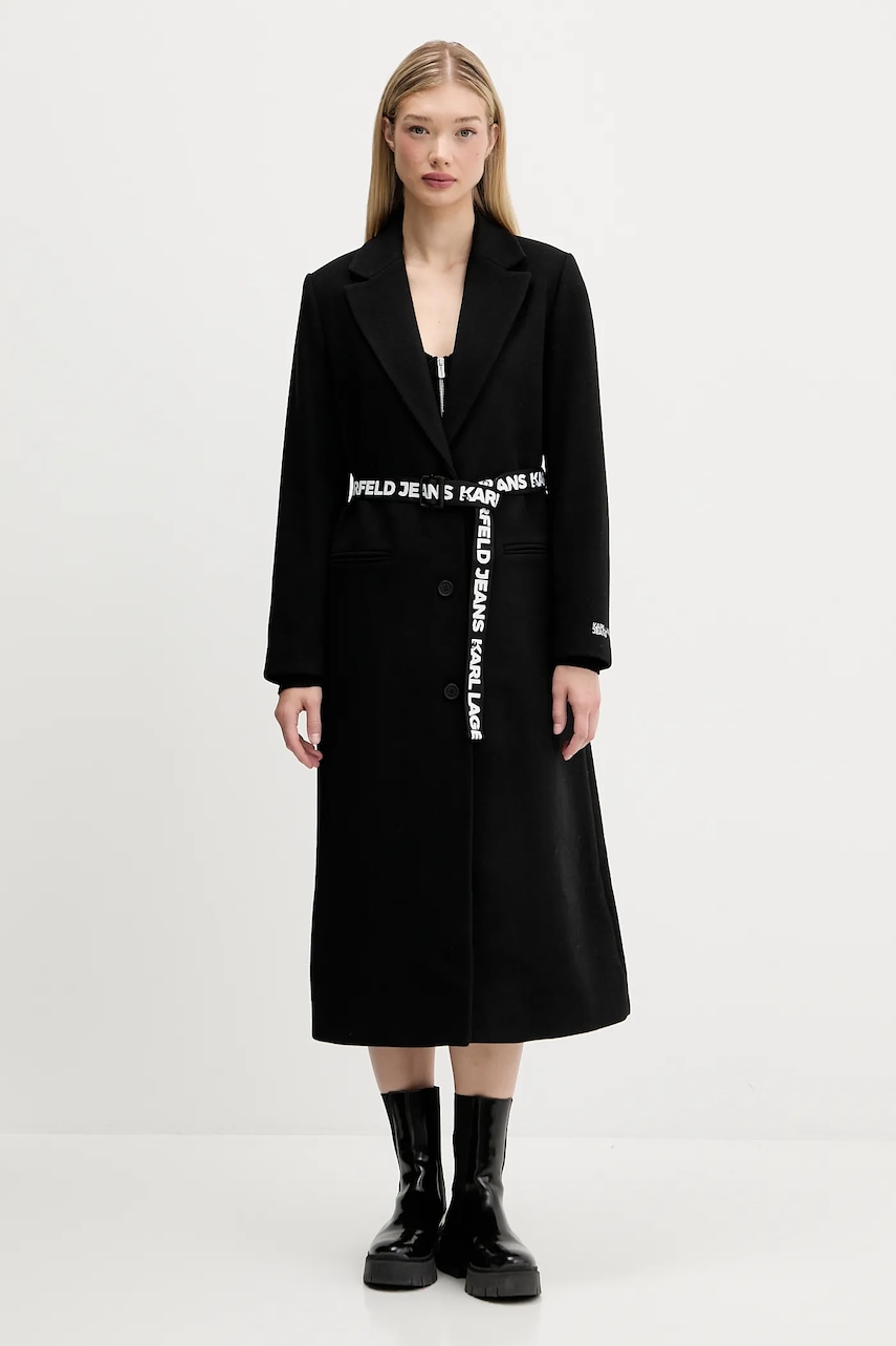 Karl Lagerfeld Jeans palton culoarea negru, A4W15056