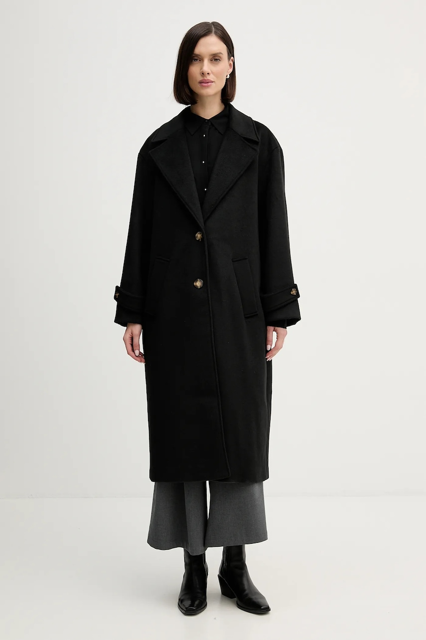 Pedro del Hierro palton din amestec de lână culoarea negru, 7522239