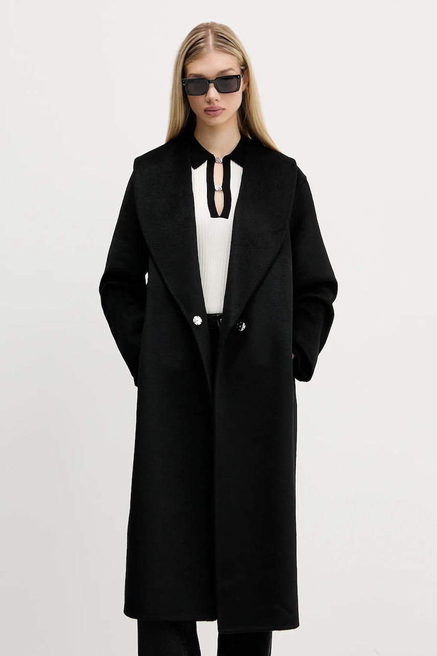 Пальто с шерстью HUGO цвет чёрный  50546753 Пальто с шерстью HUGO цвет чёрный  50546753