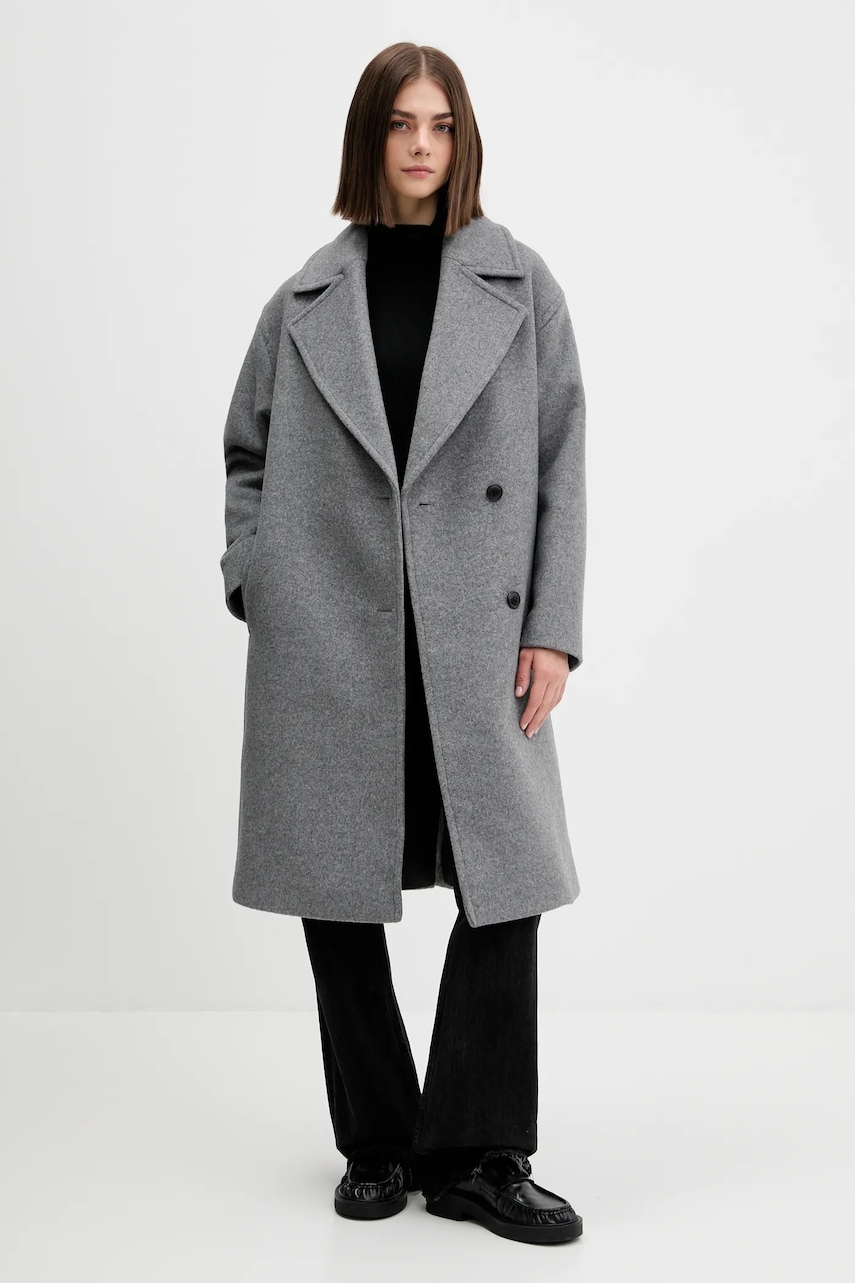 Пальто с шерстью HUGO цвет серый  50547612 Пальто с шерстью HUGO цвет серый  50547612