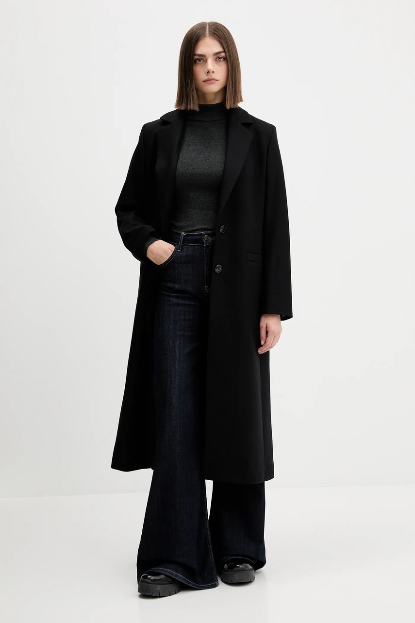 Пальто с шерстью HUGO цвет чёрный  50547691
