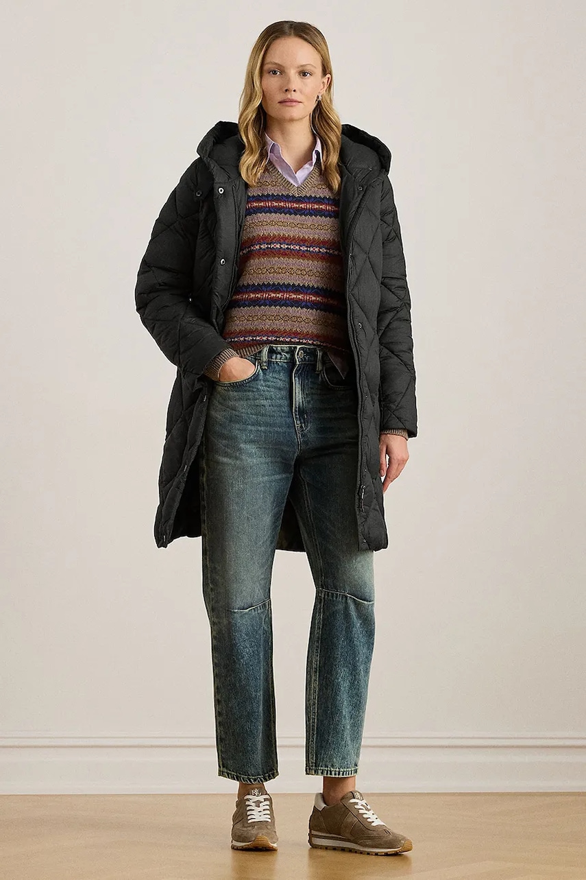 Bunda Lauren Ralph Lauren černá barva, přechodná, 297P04087