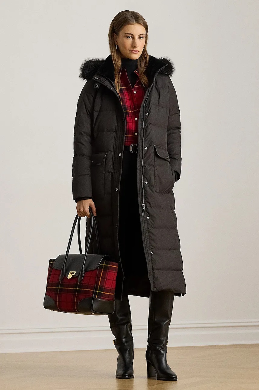 Levně Péřová bunda Lauren Ralph Lauren černá barva, přechodná, 297P04092