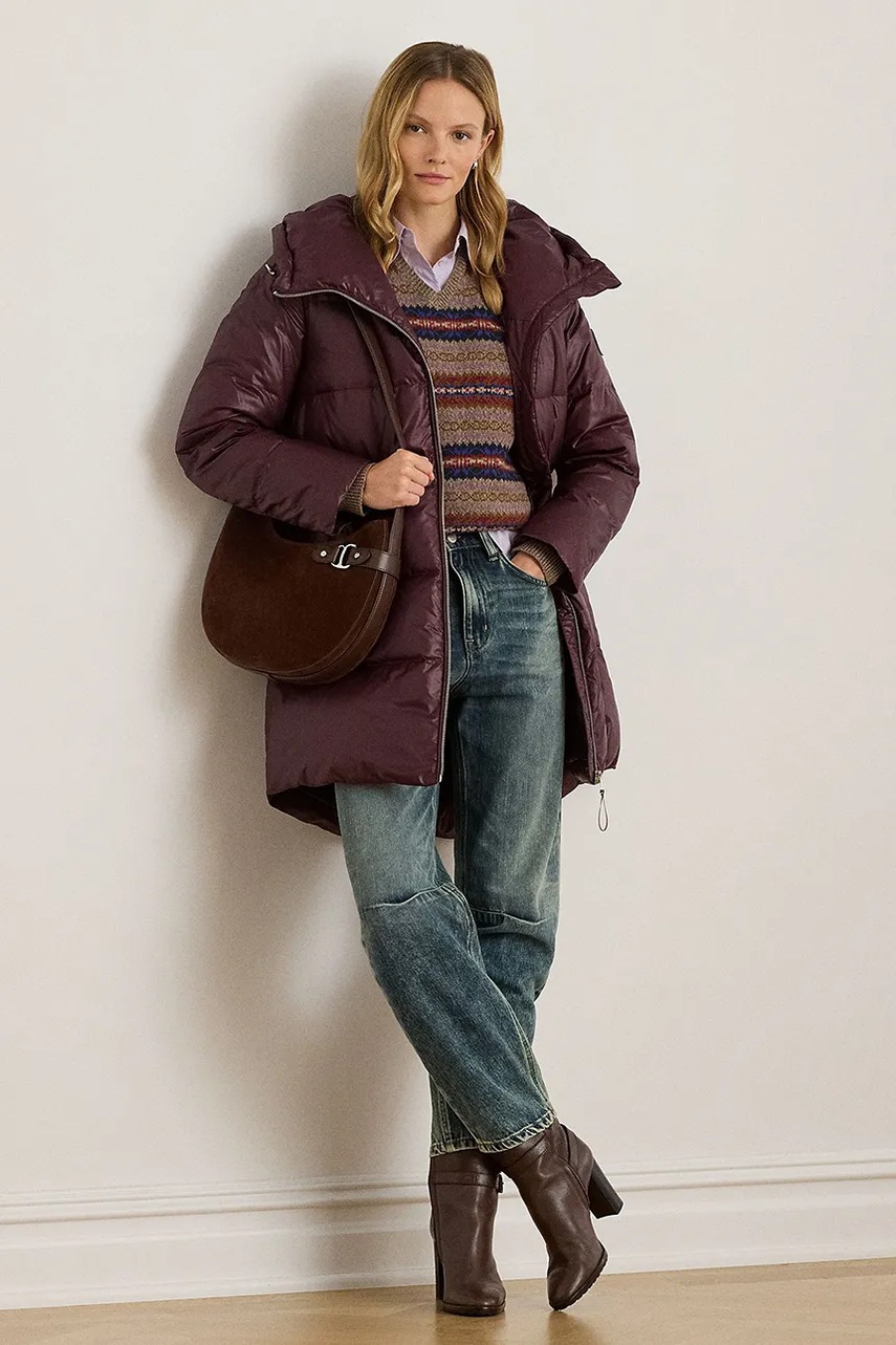 

Пухено яке Lauren Ralph Lauren в бордо зимен модел 297P04101