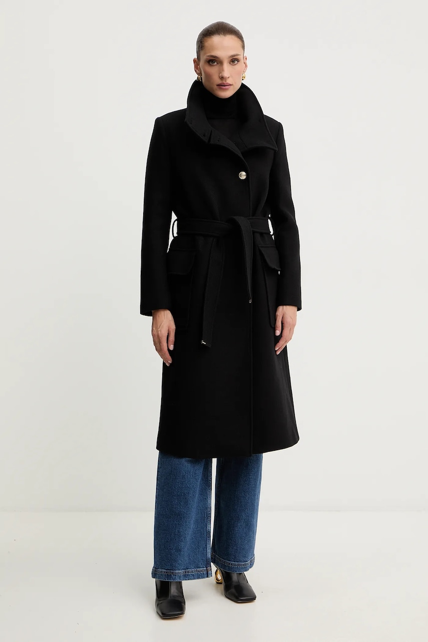 Morgan haină cu lână culoarea negru, GALOUA