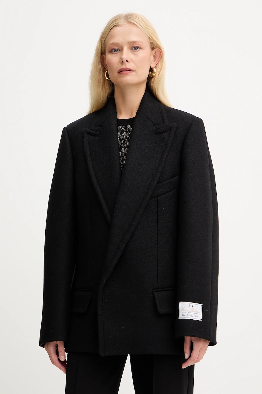Victoria Beckham haină cu lână culoarea negru, 1425WCT006832B