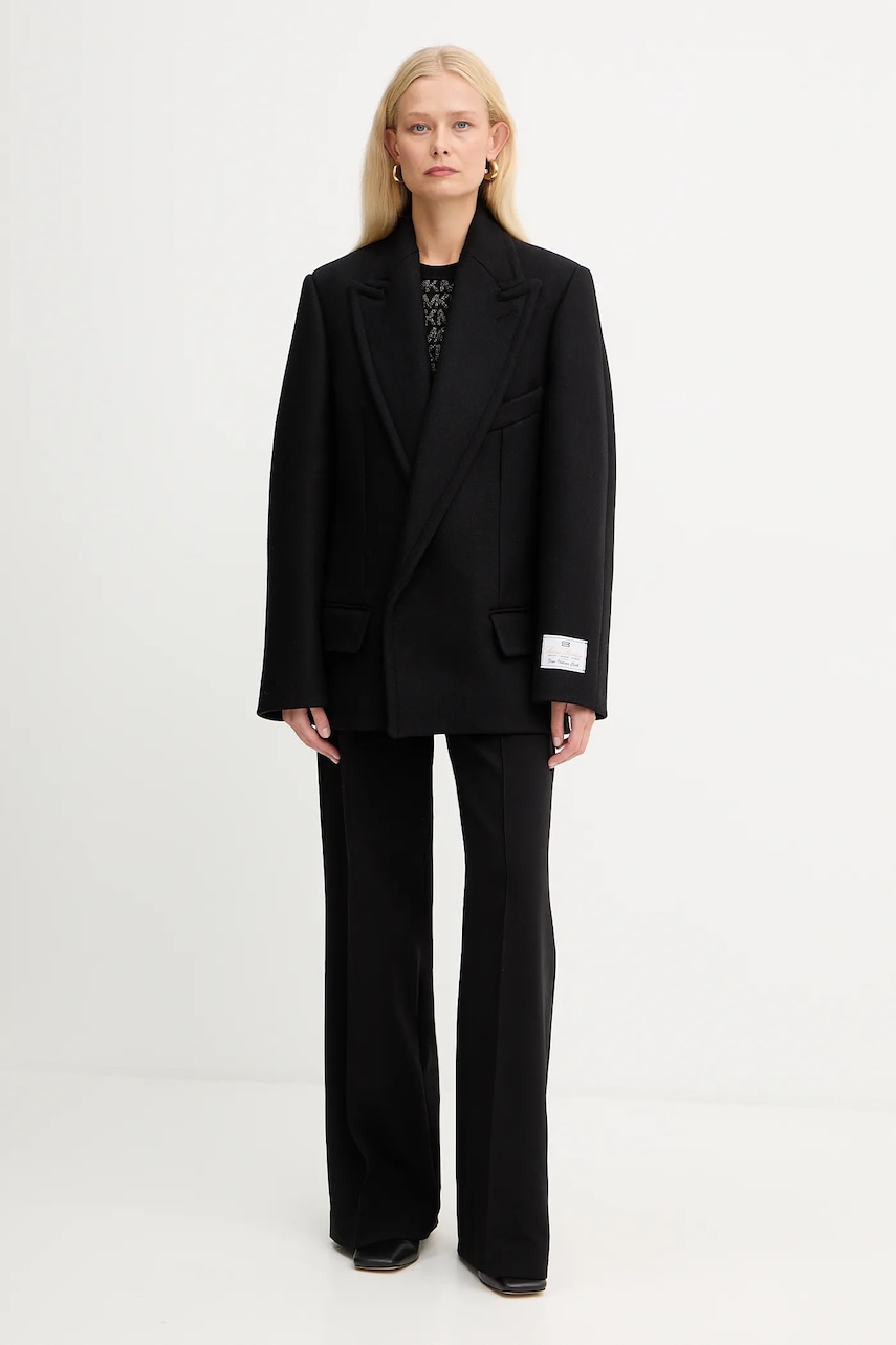 Пальто с добавлением шерсти Victoria Beckham цвет чёрный 1425WCT006832B Пальто с добавлением шерсти Victoria Beckham цвет чёрный 1425WCT006832B