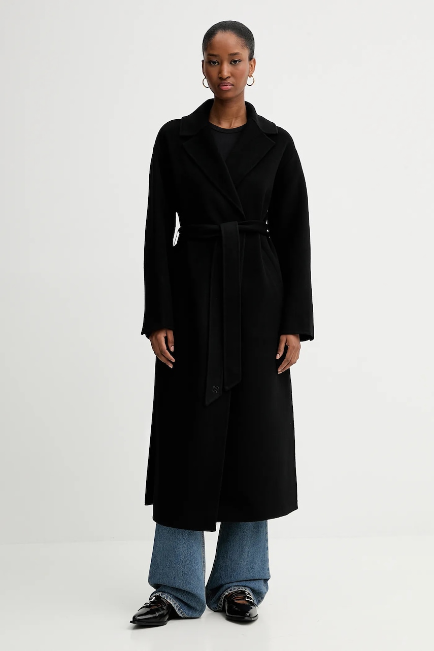 FROM FUTURE palton de lână culoarea negru, WOU02229