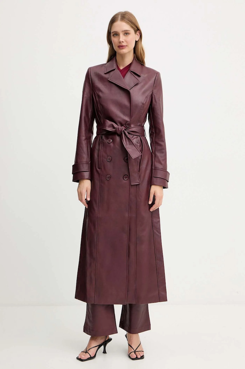 Bardot palton culoarea bordo, 59899JB4