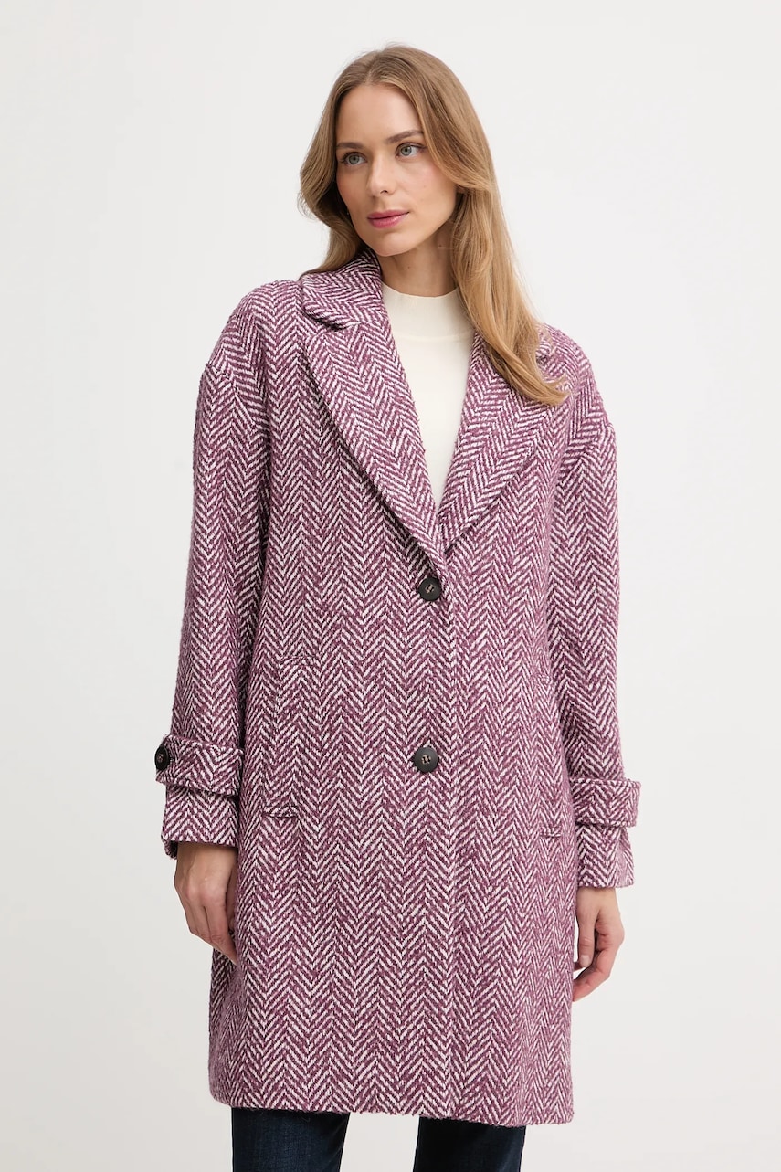 United Colors of Benetton haină cu lână culoarea violet, 2M9SDN08T