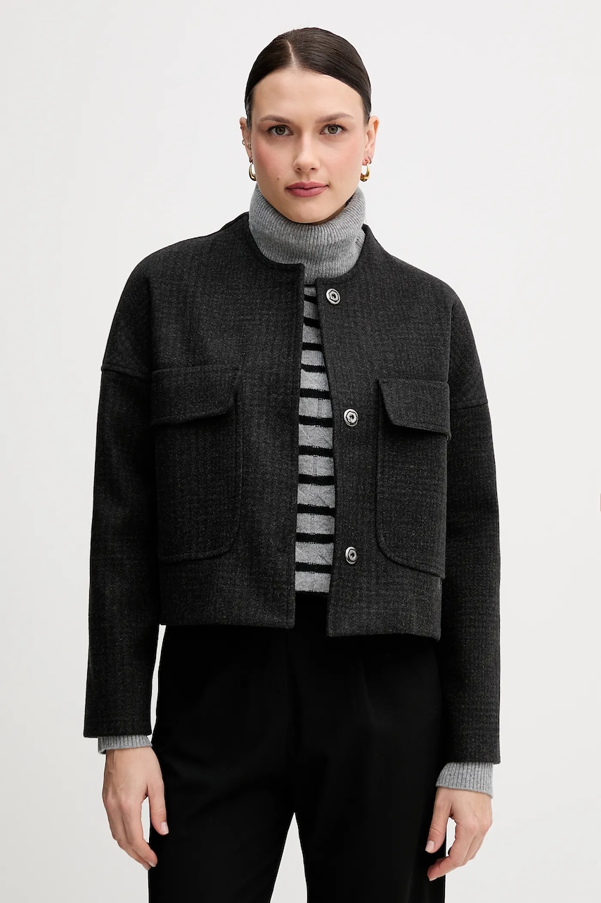 Sandro Ferrone geacă culoarea verde, de tranziție, oversize, S23YBFBRUCE