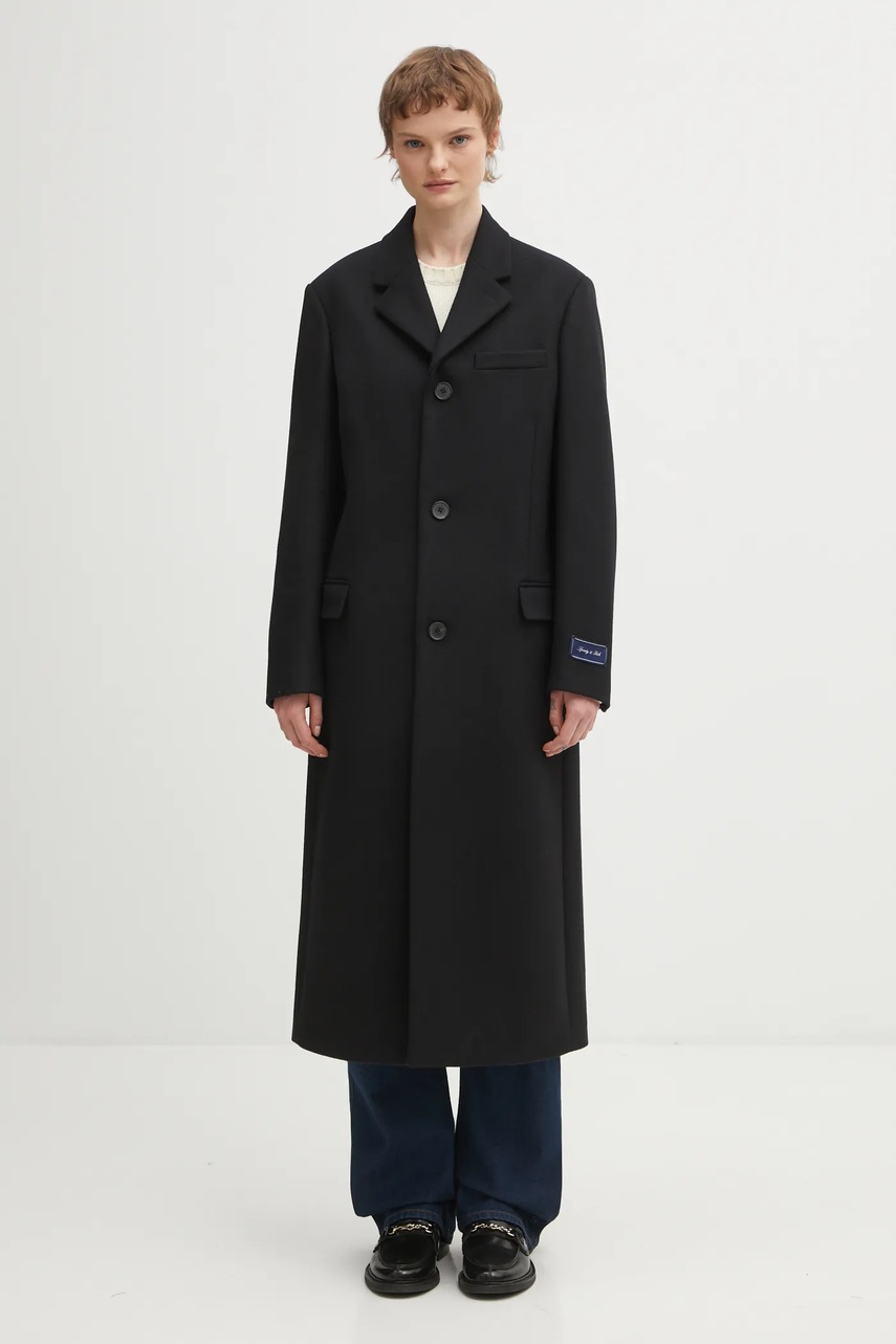 Sporty & Rich haină cu lână Signature Logo Structured Wool