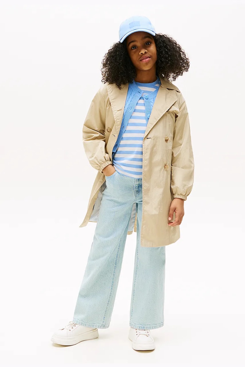 Levně Kabát Tommy Hilfiger béžová barva, KG0KG08730