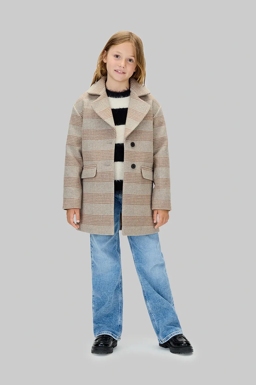 Levně Dětský kabát Calvin Klein Jeans béžová barva, IG0IG03006
