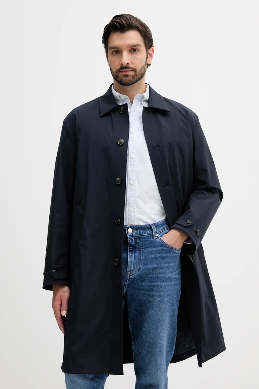 Levně Kabát Tommy Hilfiger pánský, tmavomodrá barva, MW0MW39719
