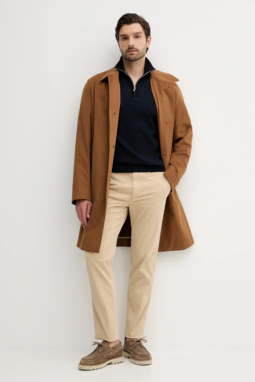 Пальто BOSS цвет коричневый переходное oversize 50545771