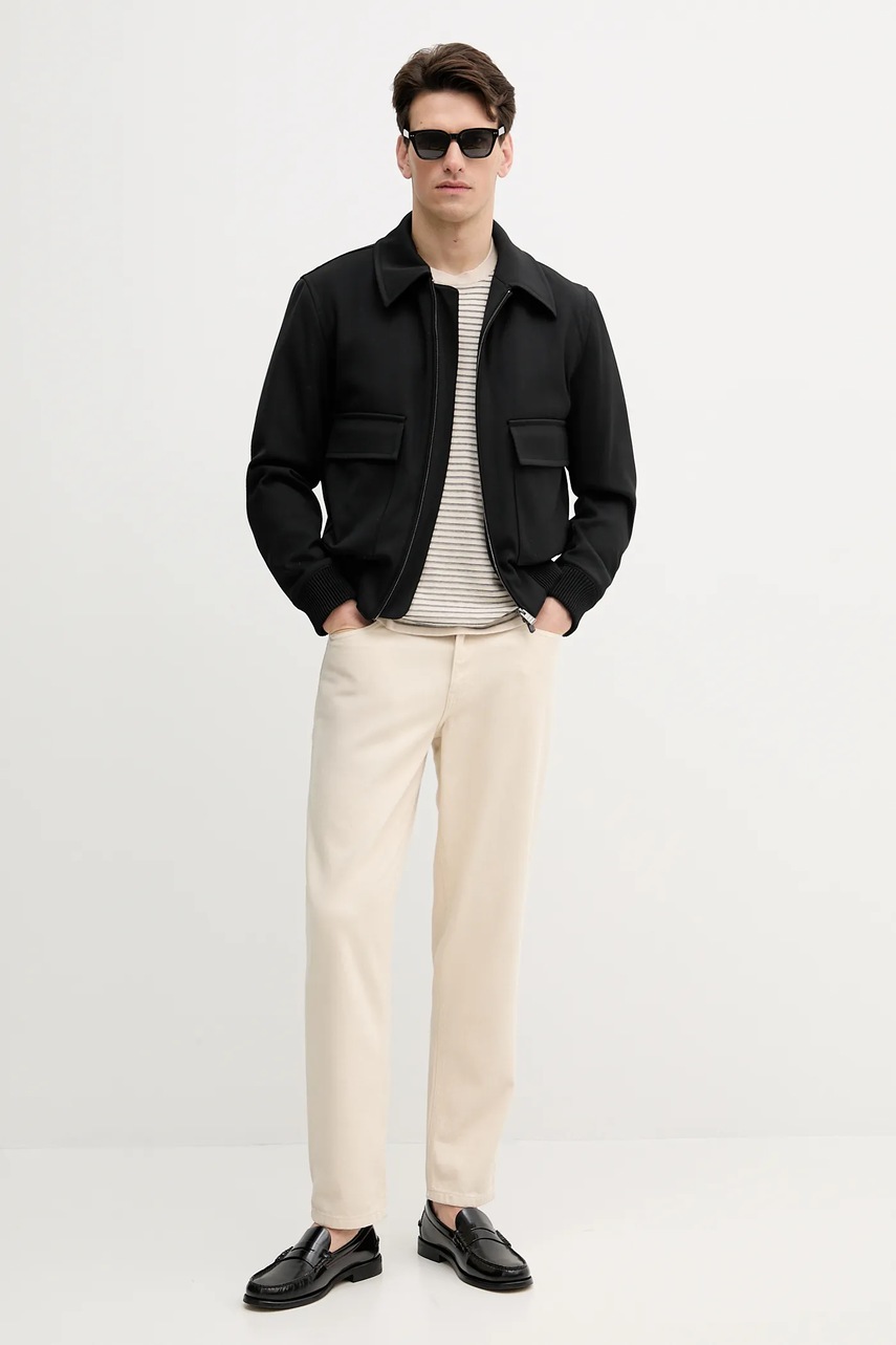 Куртка с примесью шерсти BOSS цвет чёрный переходная 50547088