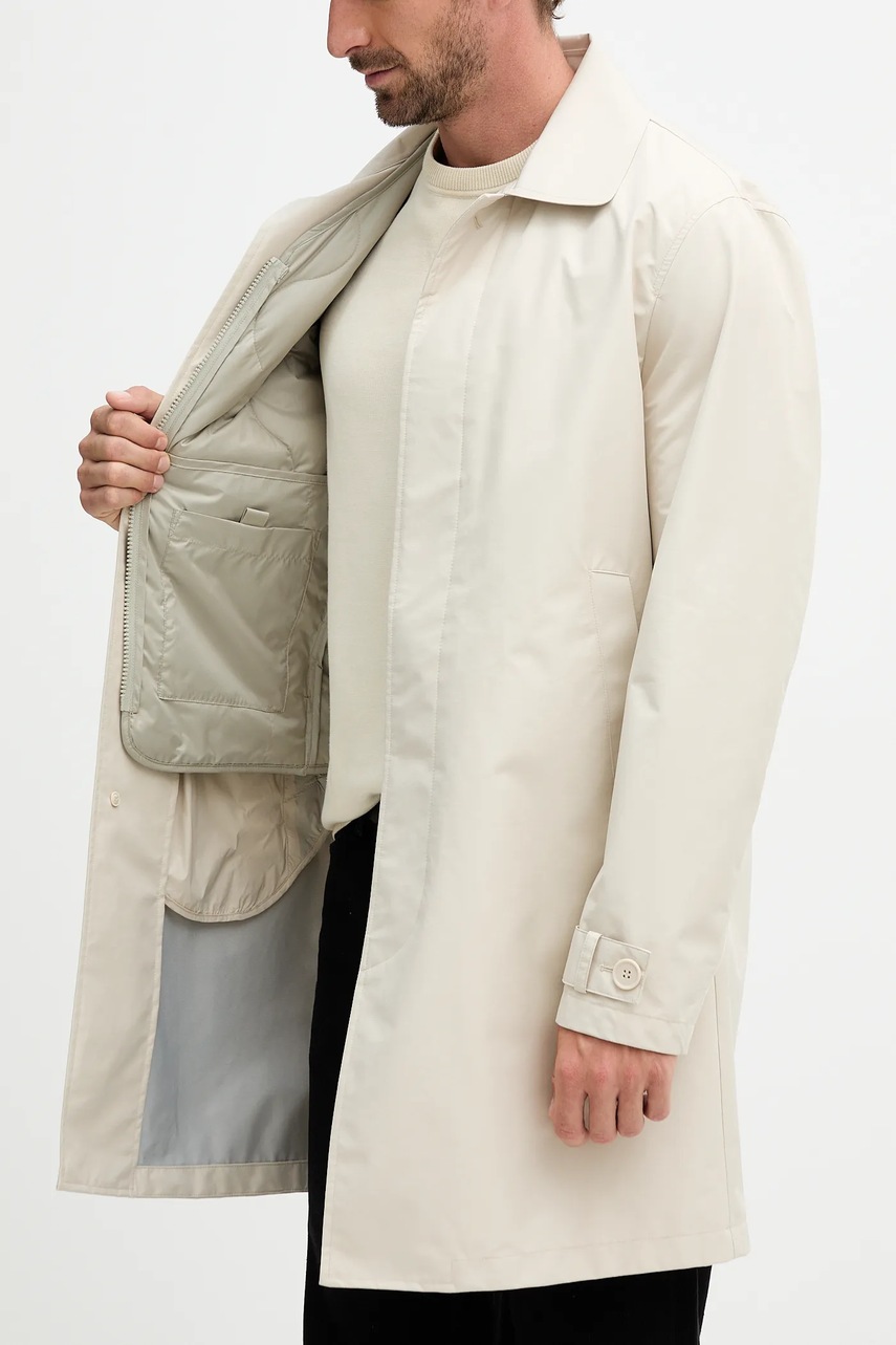 Παλτό United Colors of Benetton χρώμα: μπεζ, 2VYAUN06L φωτογραφία