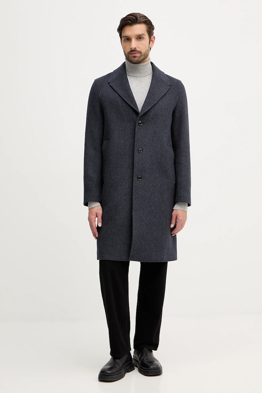 Sisley haină din amestec de lână culoarea bleumarin, 2UHZSN044