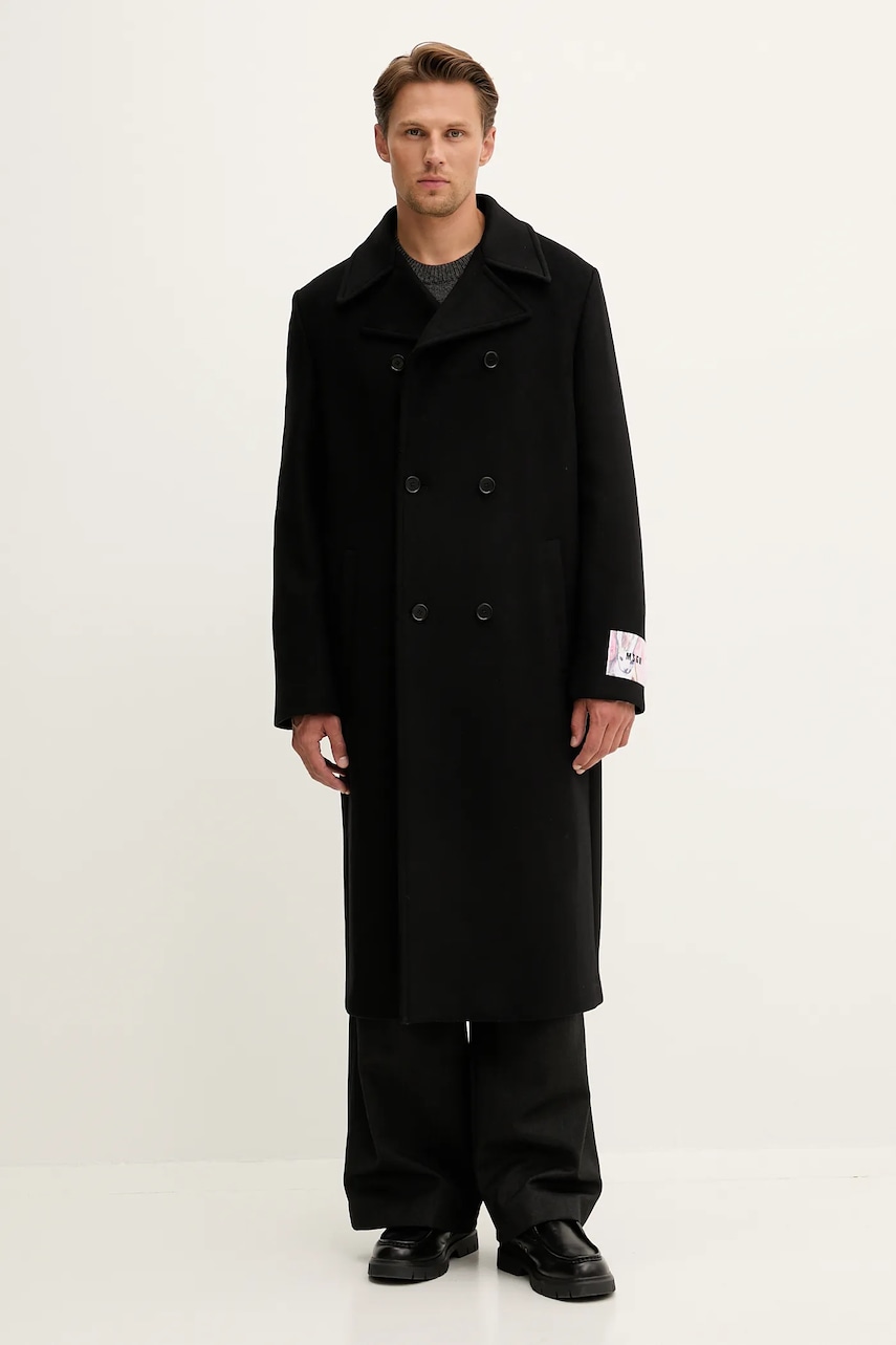 MSGM palton de lana culoarea negru, 3940MC08.257603