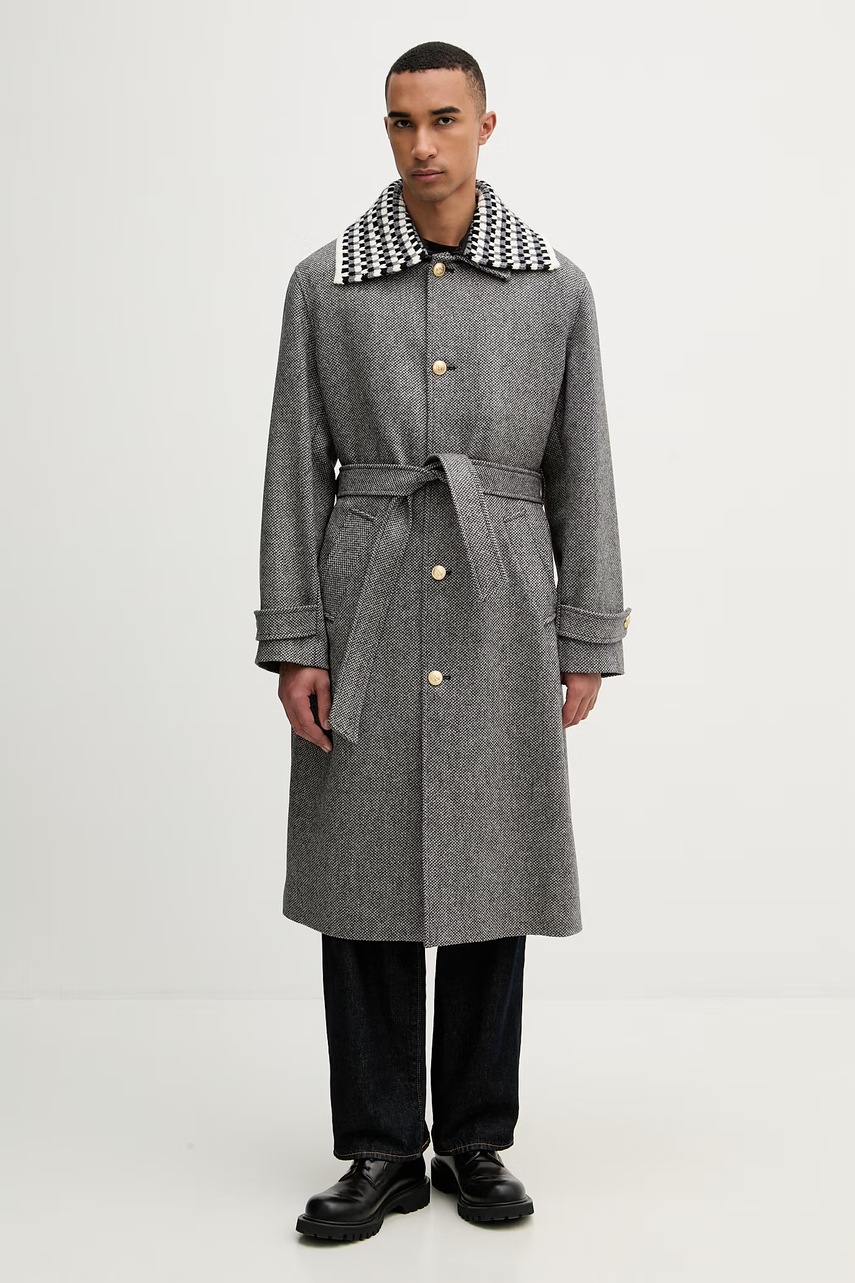 Drôle de Monsieur palton de lână Le Manteau Tweed