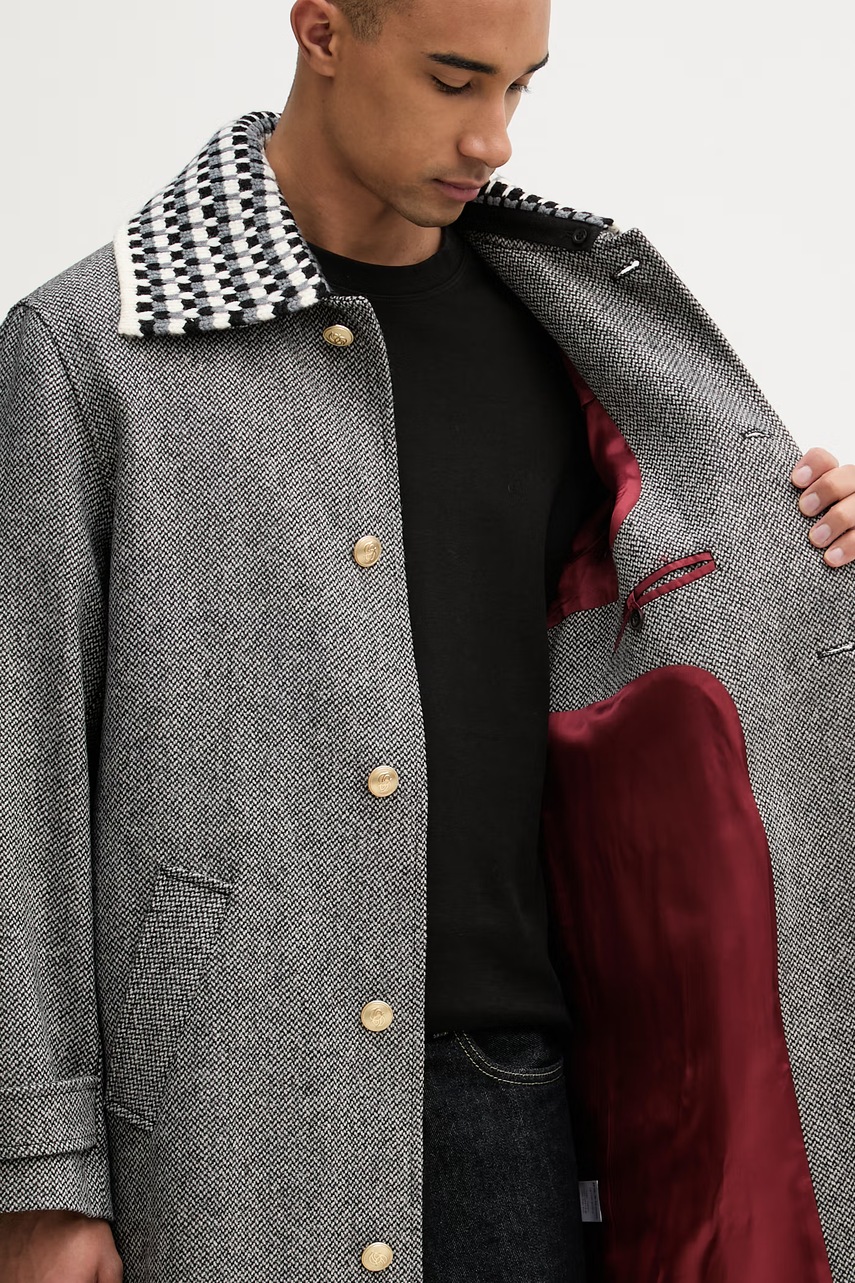 Vlnený kabát Drôle de Monsieur Le Manteau Tweed