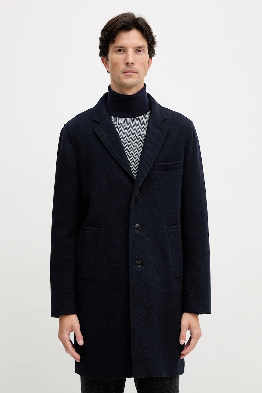 Barbour palton de lână KIRKBRIDGE culoarea bleumarin, MWO0303