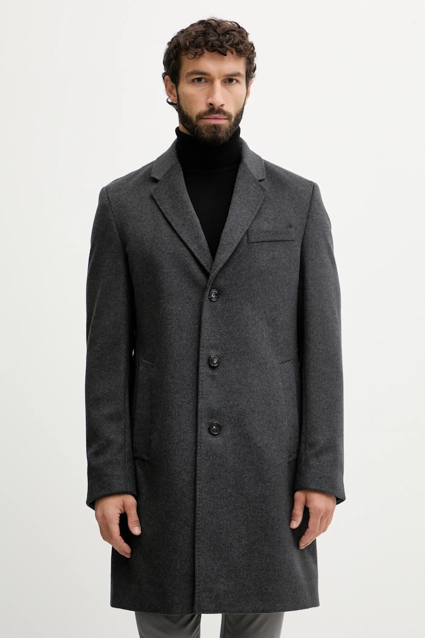 BOSS palton de lână culoarea gri, 50549187