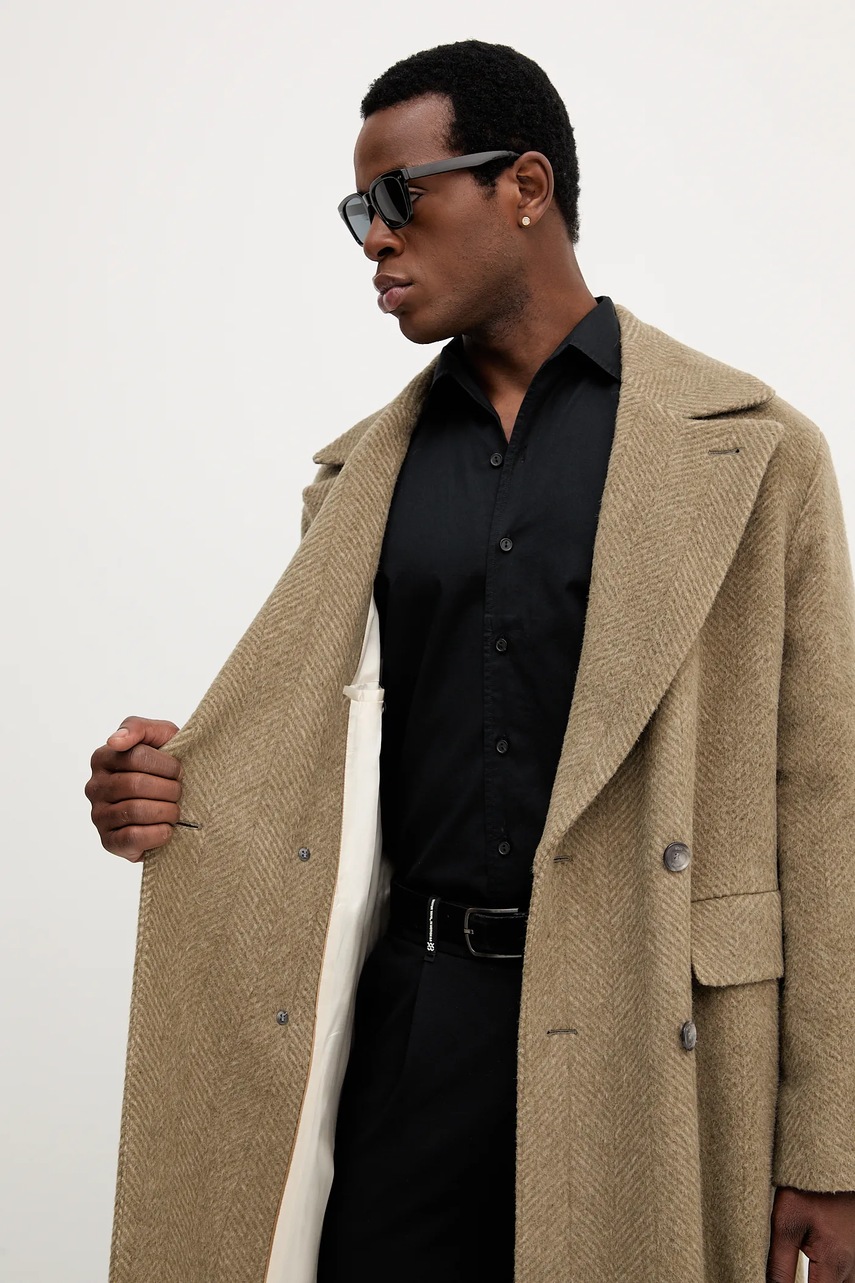 Kabát s vlnou BOSS H-Cale-DB-Flaps-254 (obrázek 7)