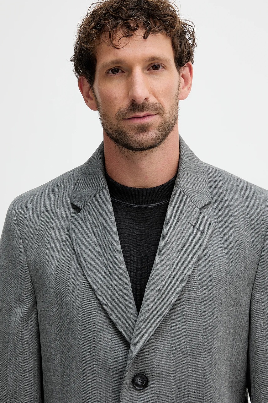 Μάλλινο παλτό BOSS χρώμα: γκρι, 50551117 φωτογραφία