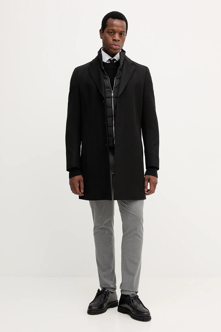 Пальто с шерстью BOSS цвет чёрный  50551117