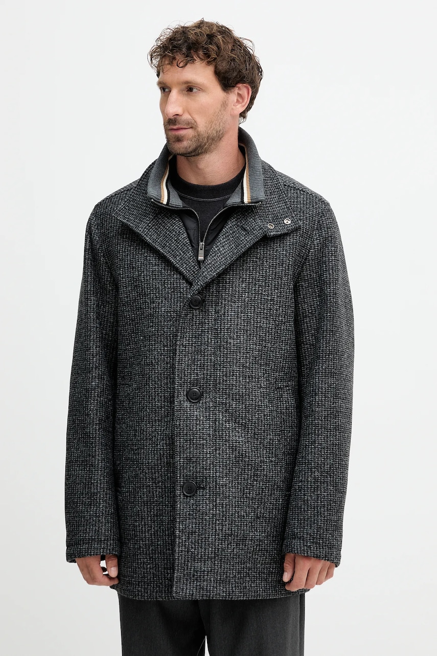 BOSS palton de lână culoarea gri, 50551614