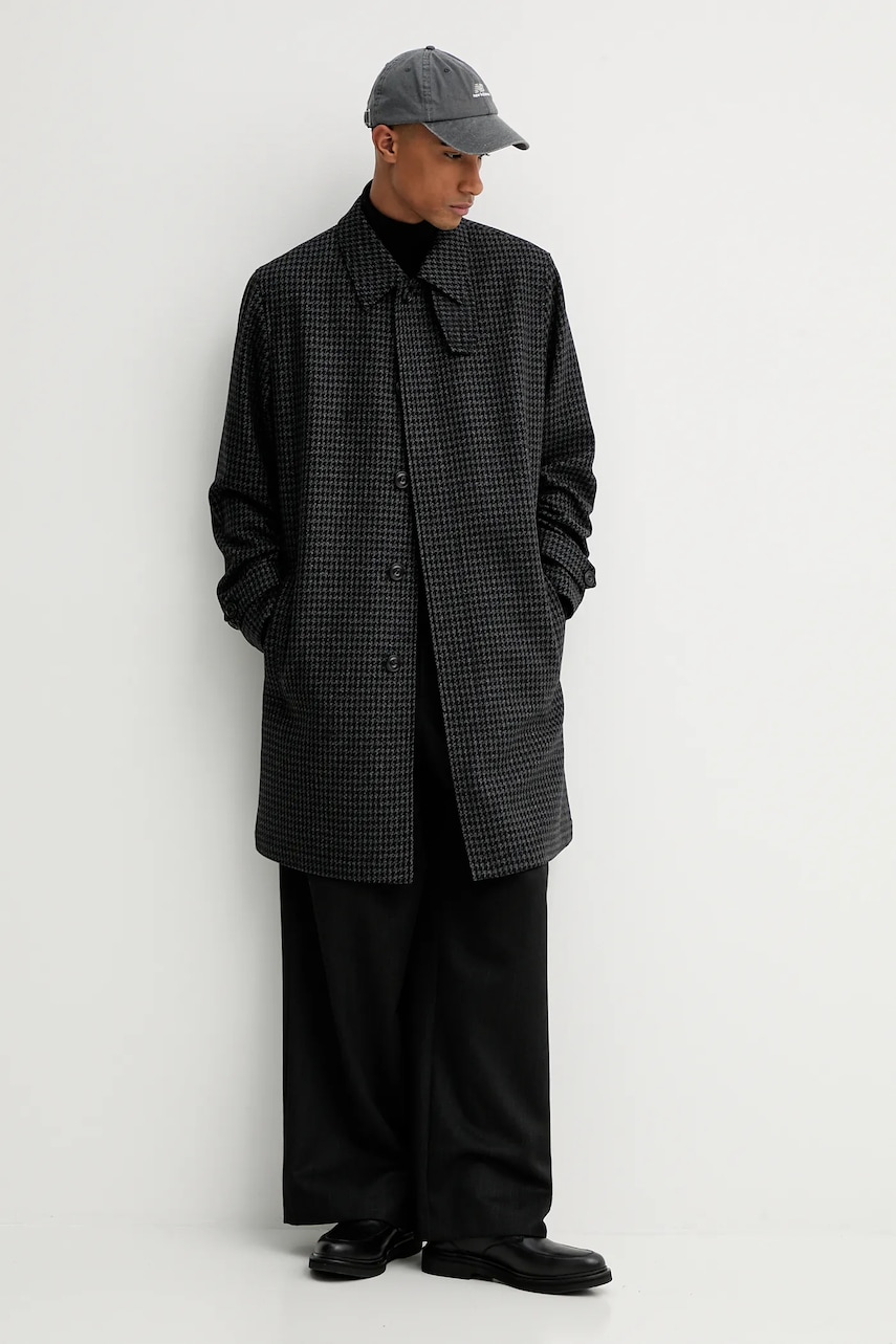 Пальто с шерстью HUGO цвет чёрный  50549789 Пальто с шерстью HUGO цвет чёрный  50549789