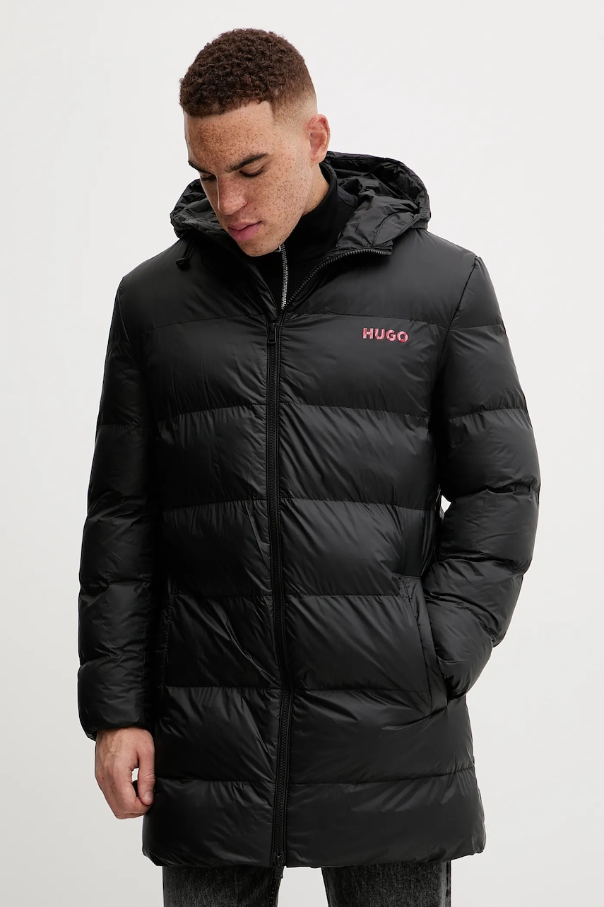 HUGO geacă culoarea negru, de tranzitie, 50546909