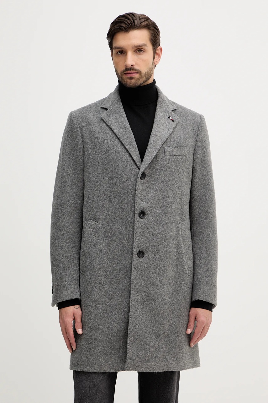 Levně Kabát Tommy Hilfiger šedá barva, FSTHL4064.FSTH600