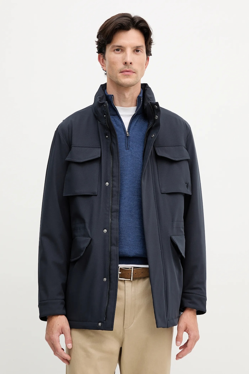 Trussardi geacă culoarea bleumarin, de tranziție, 8028M000011N