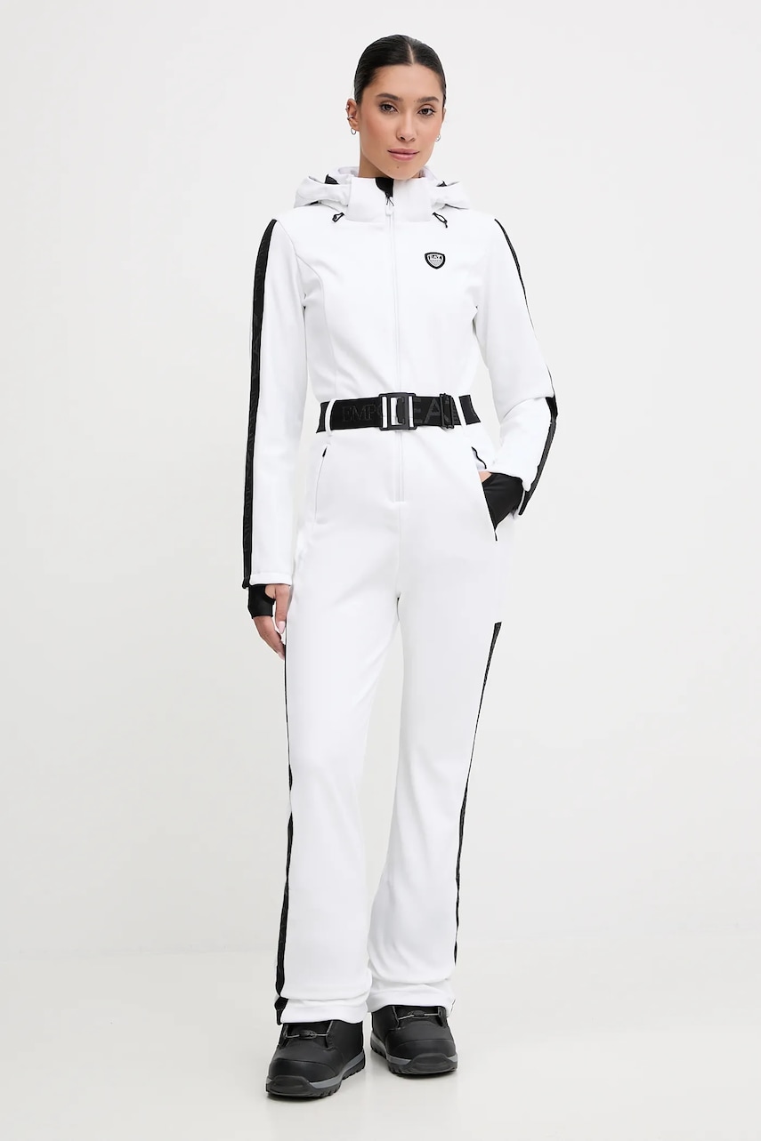 EA7 Emporio Armani costum de ski culoarea alb, AF13891.7W000791
