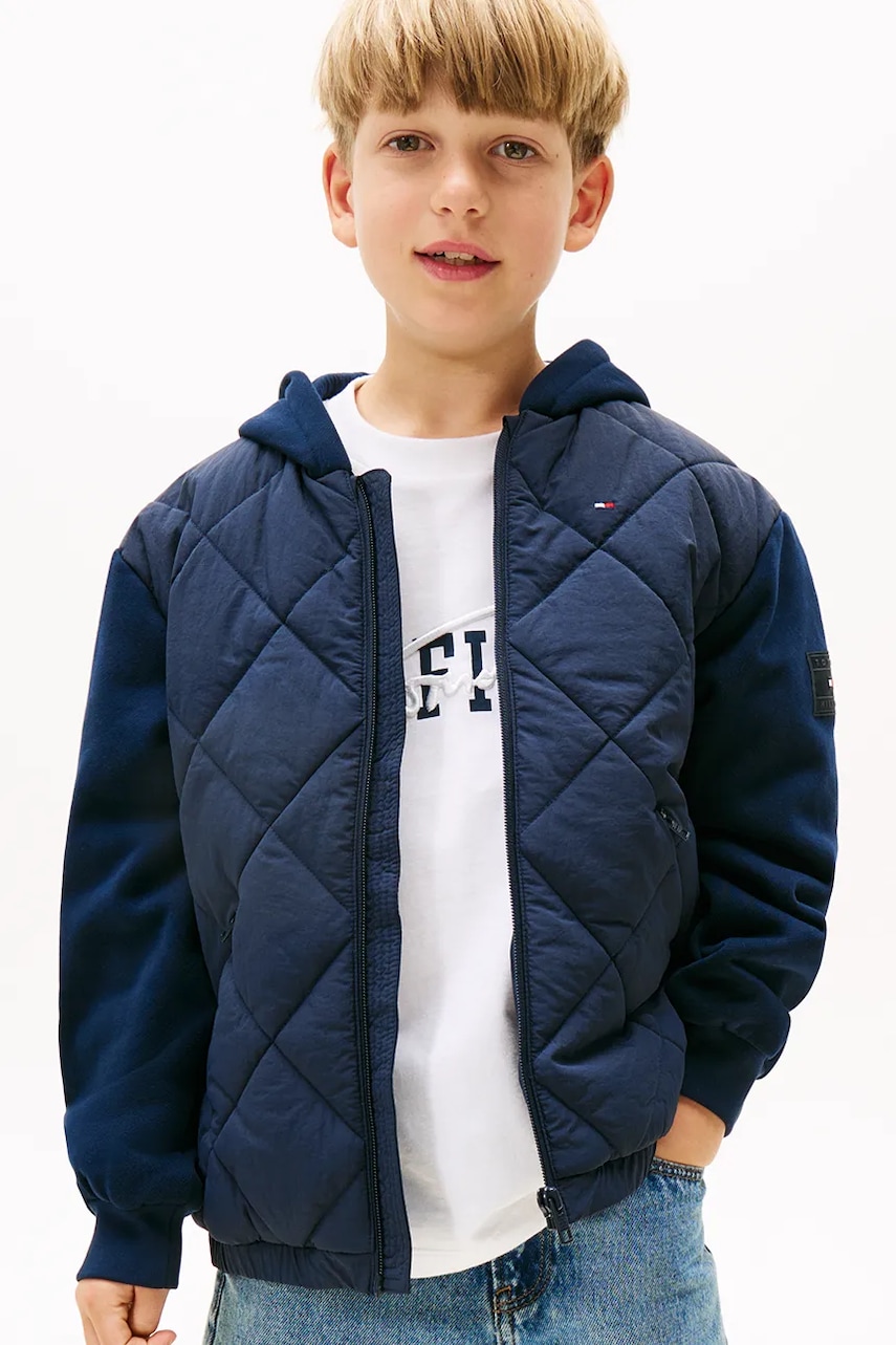Dětská bunda Tommy Hilfiger tmavomodrá barva, KB0KB09736