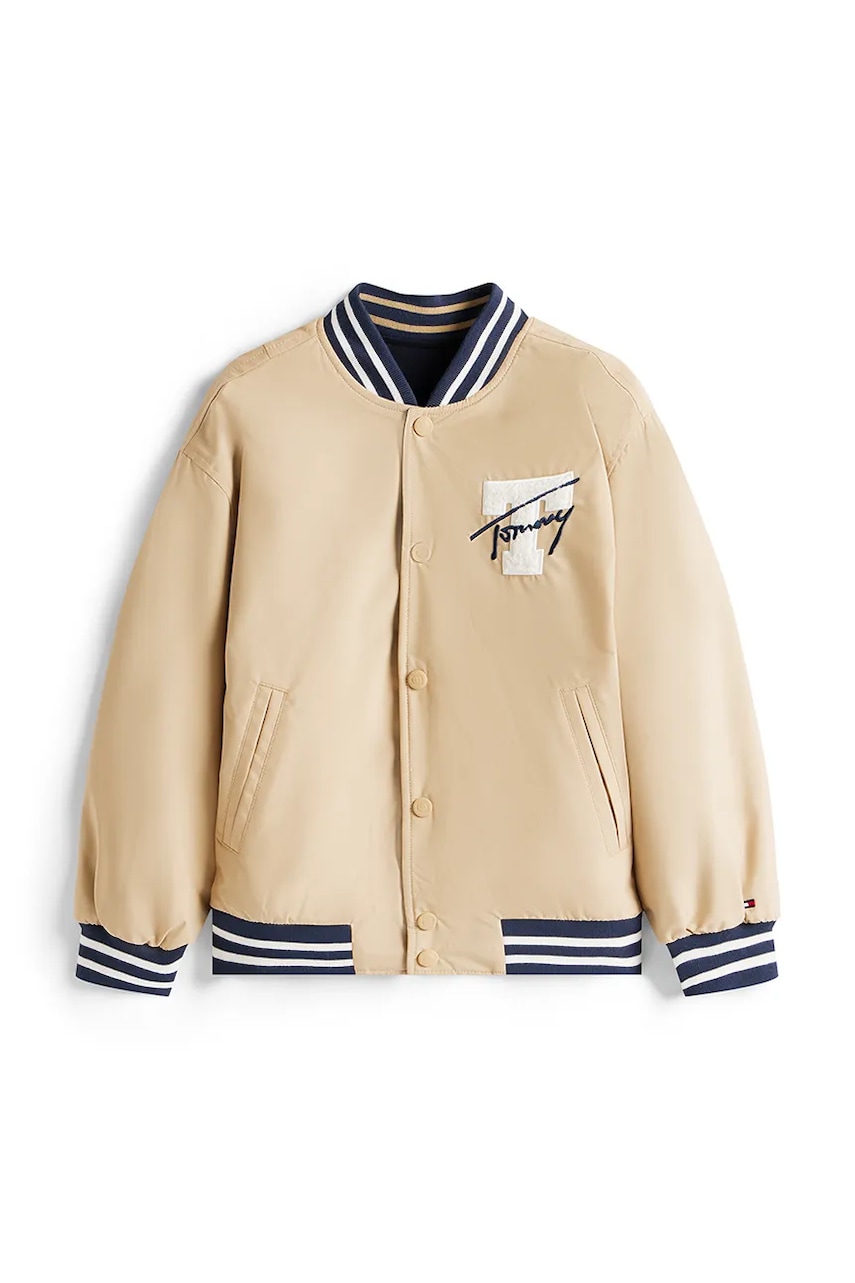 Детская двусторонняя куртка-бомбер Tommy Hilfiger цвет бежевый KB0KB09740 Детская двусторонняя куртка-бомбер Tommy Hilfiger цвет бежевый KB0KB09740