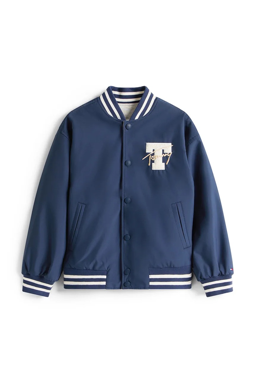 Детская двусторонняя куртка-бомбер Tommy Hilfiger цвет синий KB0KB09740 Детская двусторонняя куртка-бомбер Tommy Hilfiger цвет синий KB0KB09740