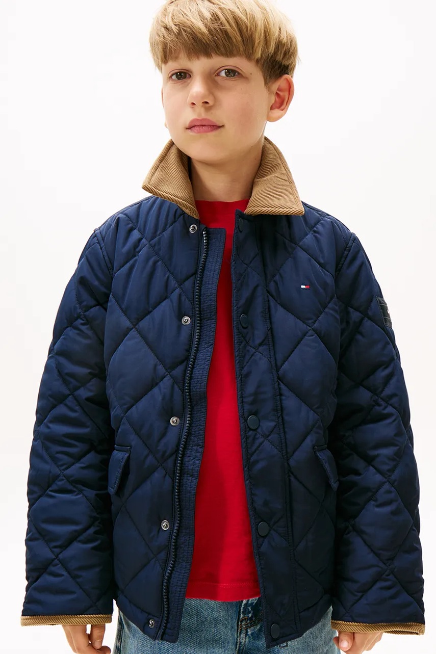 Levně Dětská bunda Tommy Hilfiger tmavomodrá barva, KB0KB09814