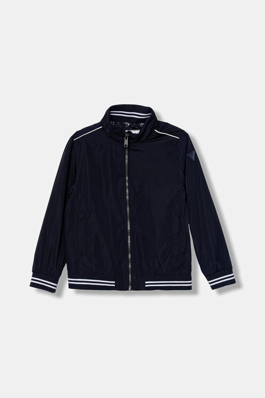 Levně Dětská bomber bunda Guess tmavomodrá barva, L5YL08 WH762