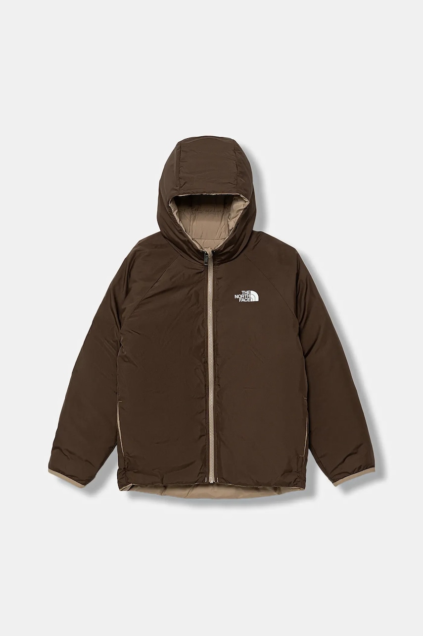 The North Face geacă reversibilă pentru copii B REVERSIBLE PERRITO HOODED JACKET culoarea bej, NF0A88TWBOX1