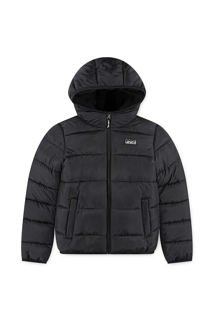 Levně Dětská bunda Levi's SHERPA LINED MDWT PUFFER černá barva, 8EN628