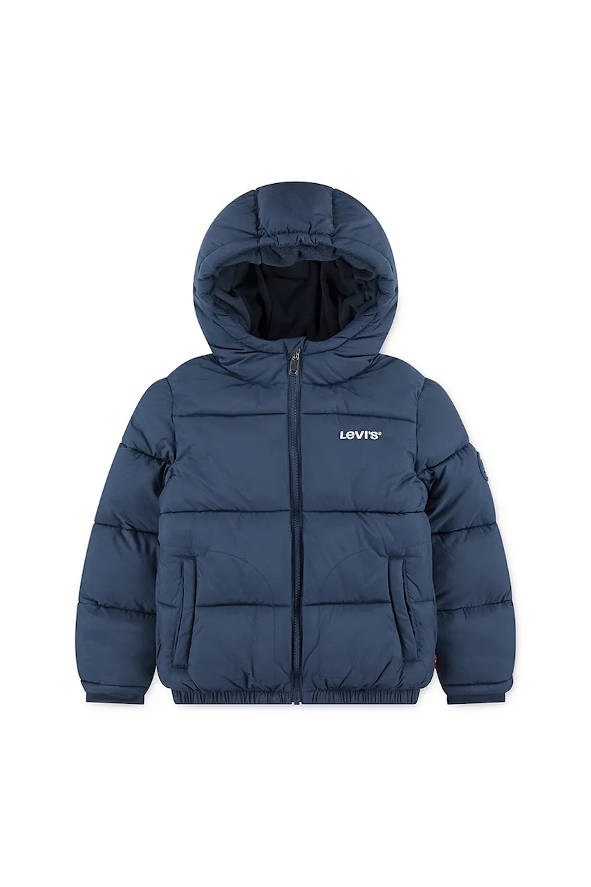 Levně Dětská bunda Levi's HVWT PUFFER WITH LOGO ELAS tmavomodrá barva, 8EN633