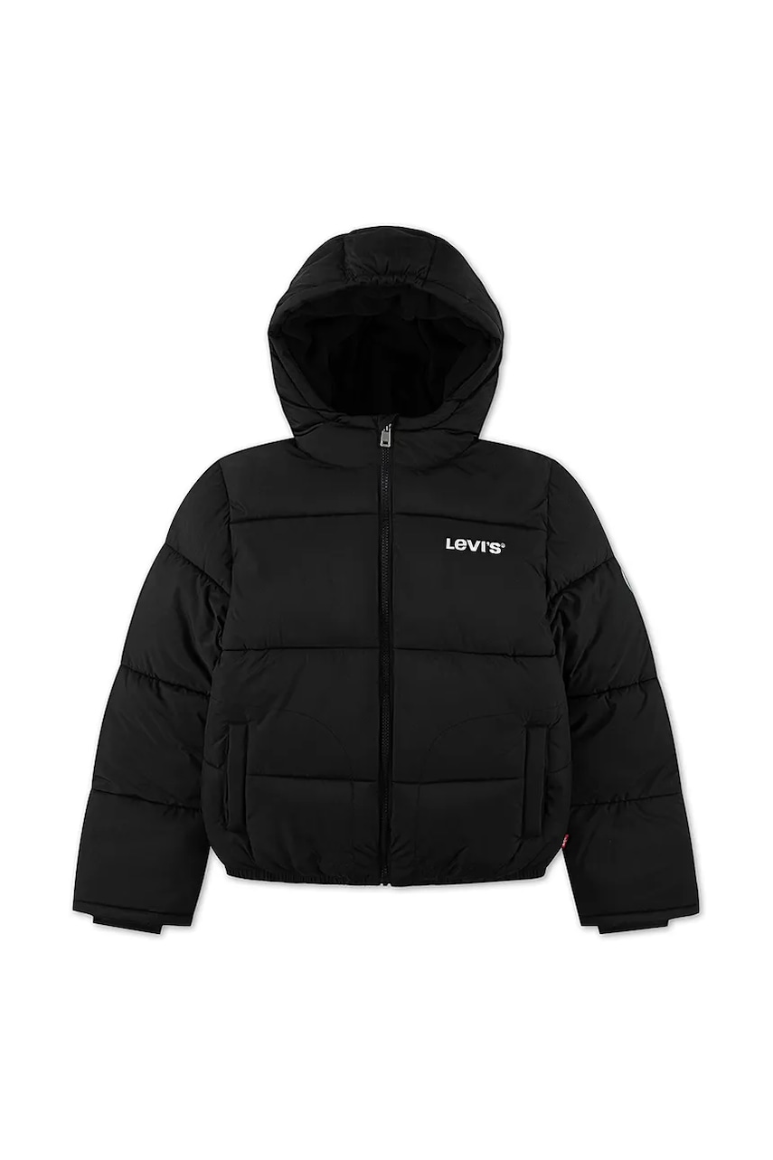 Levně Dětská bunda Levi's HVWT PUFFER WITH LOGO ELAS černá barva, 9EN633