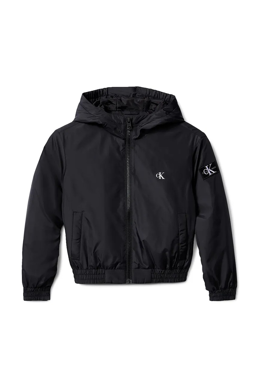 Levně Dětská bunda Calvin Klein Jeans černá barva, IB0IB02568