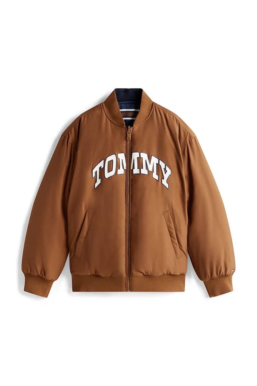 Детская куртка Tommy Hilfiger цвет коричневый KB0KB09957 Детская куртка Tommy Hilfiger цвет коричневый KB0KB09957