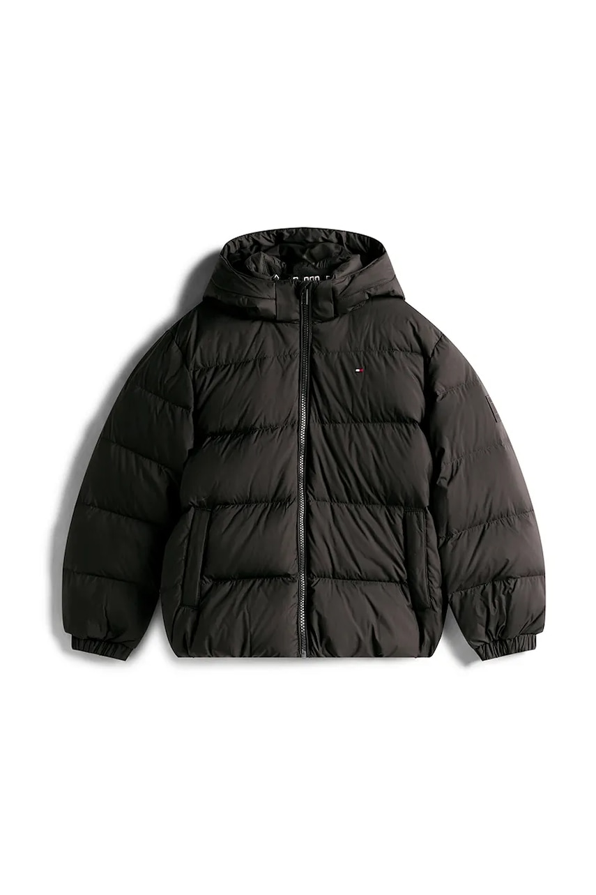 Детская пуховая куртка Tommy Hilfiger цвет чёрный KB0KB10091 Детская пуховая куртка Tommy Hilfiger цвет чёрный KB0KB10091